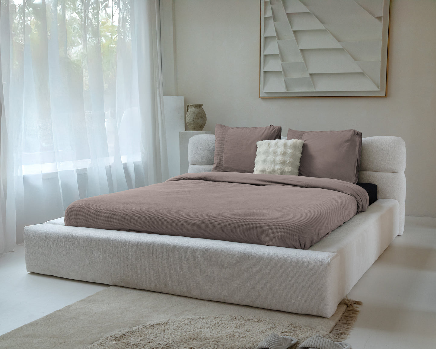 Duvet Cover Set Waffle Taupe 140 x 200/260