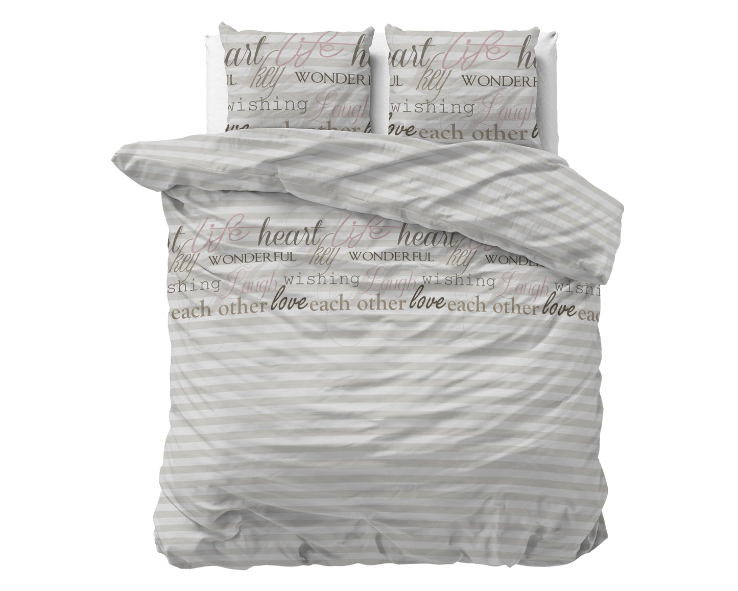 Duvet Cover Set Pinky Words Pink 200 x 200/220