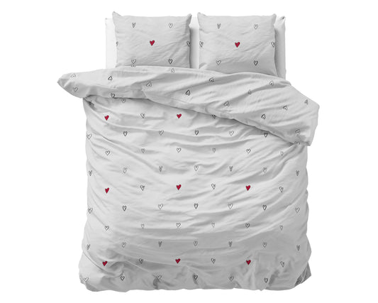 Duvet Cover Set Hearts Everywhere White 140 x 200/220