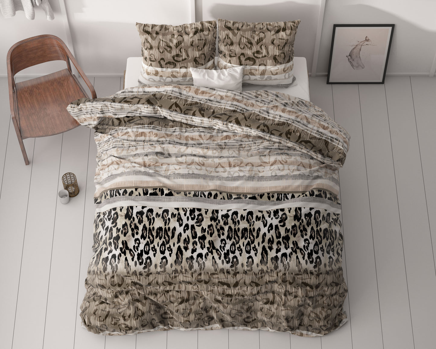 Duvet Cover Set Tiger leopard Taupe 200 x 220