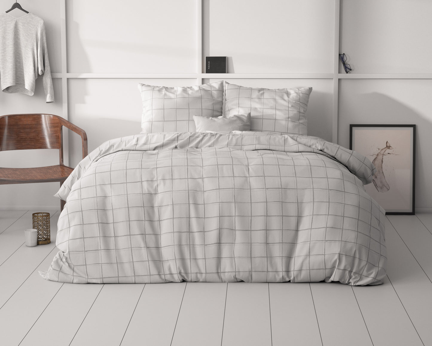 Duvet Cover Set Check it Gray 140 x 220