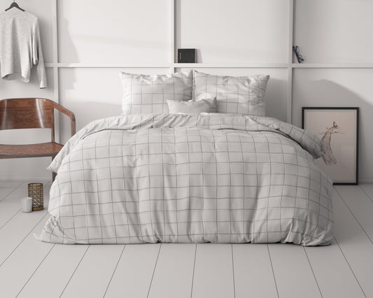 Duvet Cover Set Check it Gray 140 x 220
