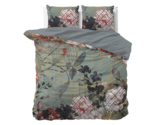 Duvet Cover Set Triangle Nature Green 200 x 200/220