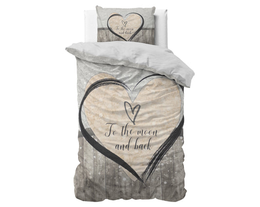 Duvet Cover Set Love To The Moon And Back 2 Gray 140 x 200/220