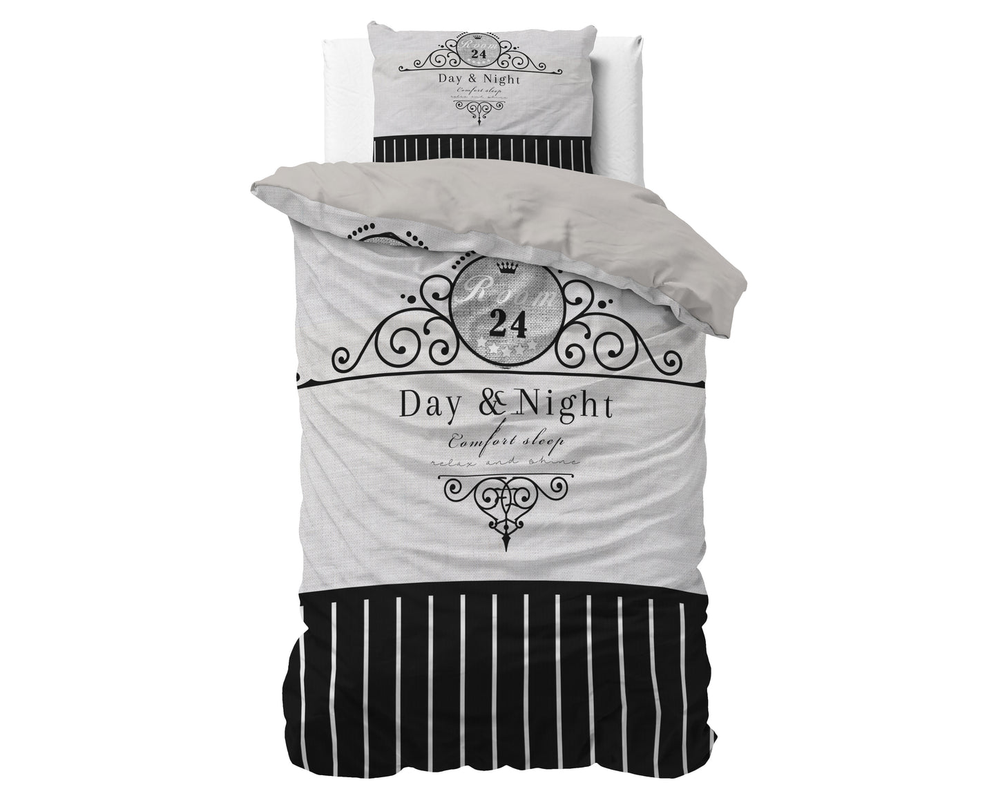 Duvet Cover Set Day and Night Black 140 x 200/220
