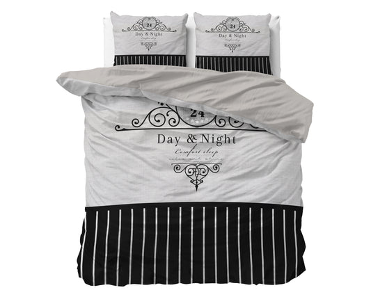 Duvet Cover Set Day and Night Black 200 x 200/220