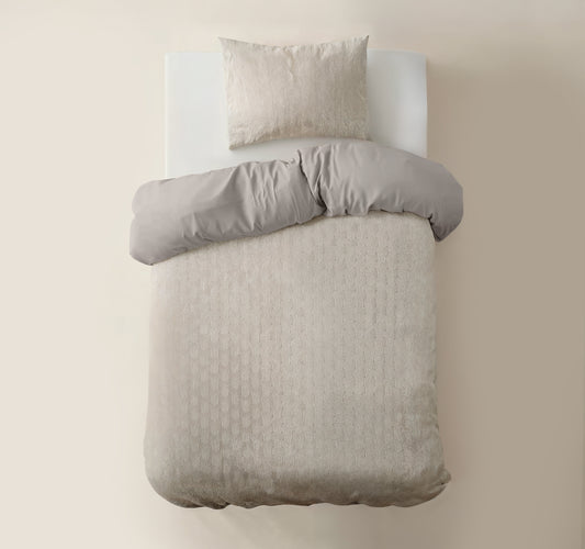 Duvet Cover Set Flannel Art Beige 140 x 220