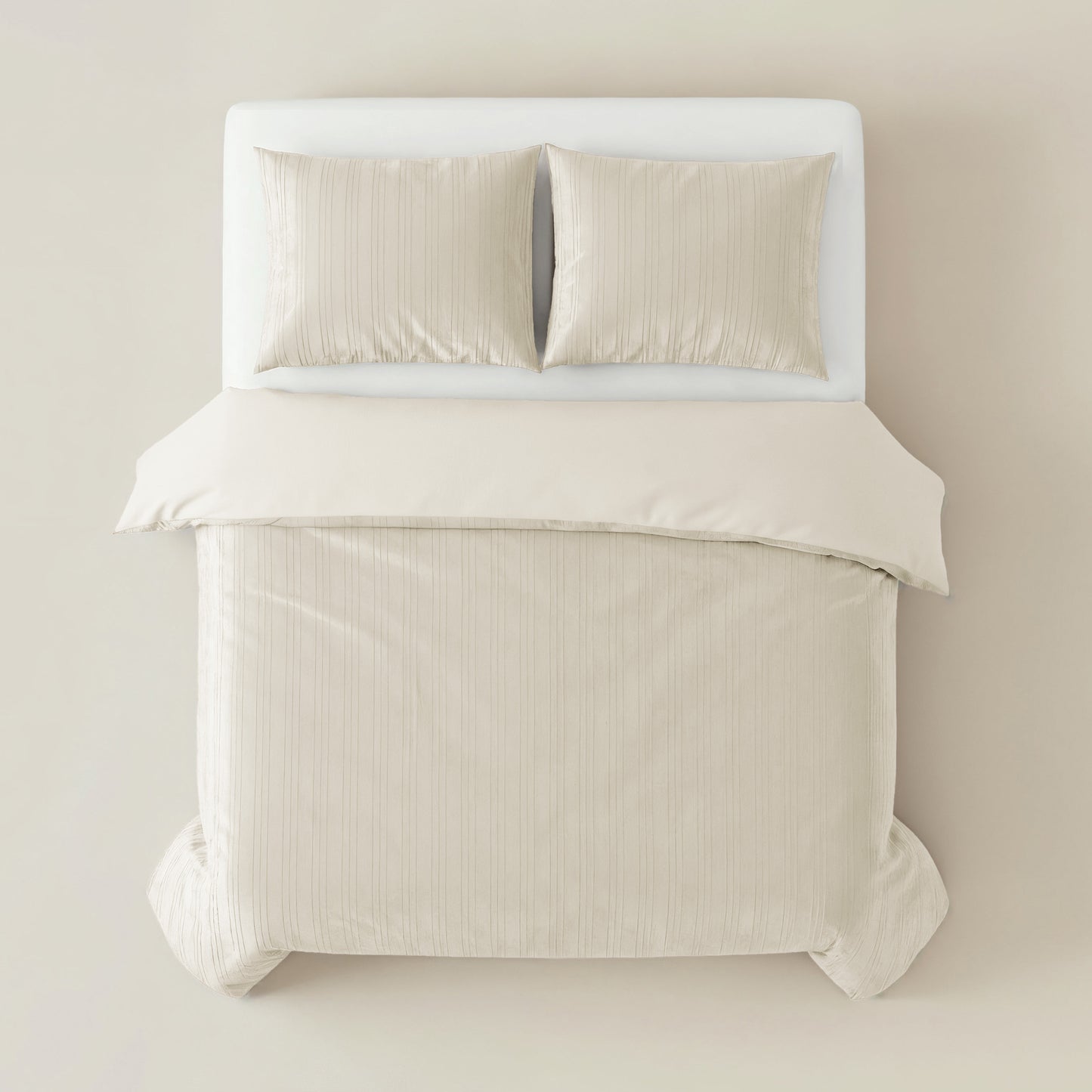 Duvet Cover Set Velvet Lining Beige 200 x 200/220