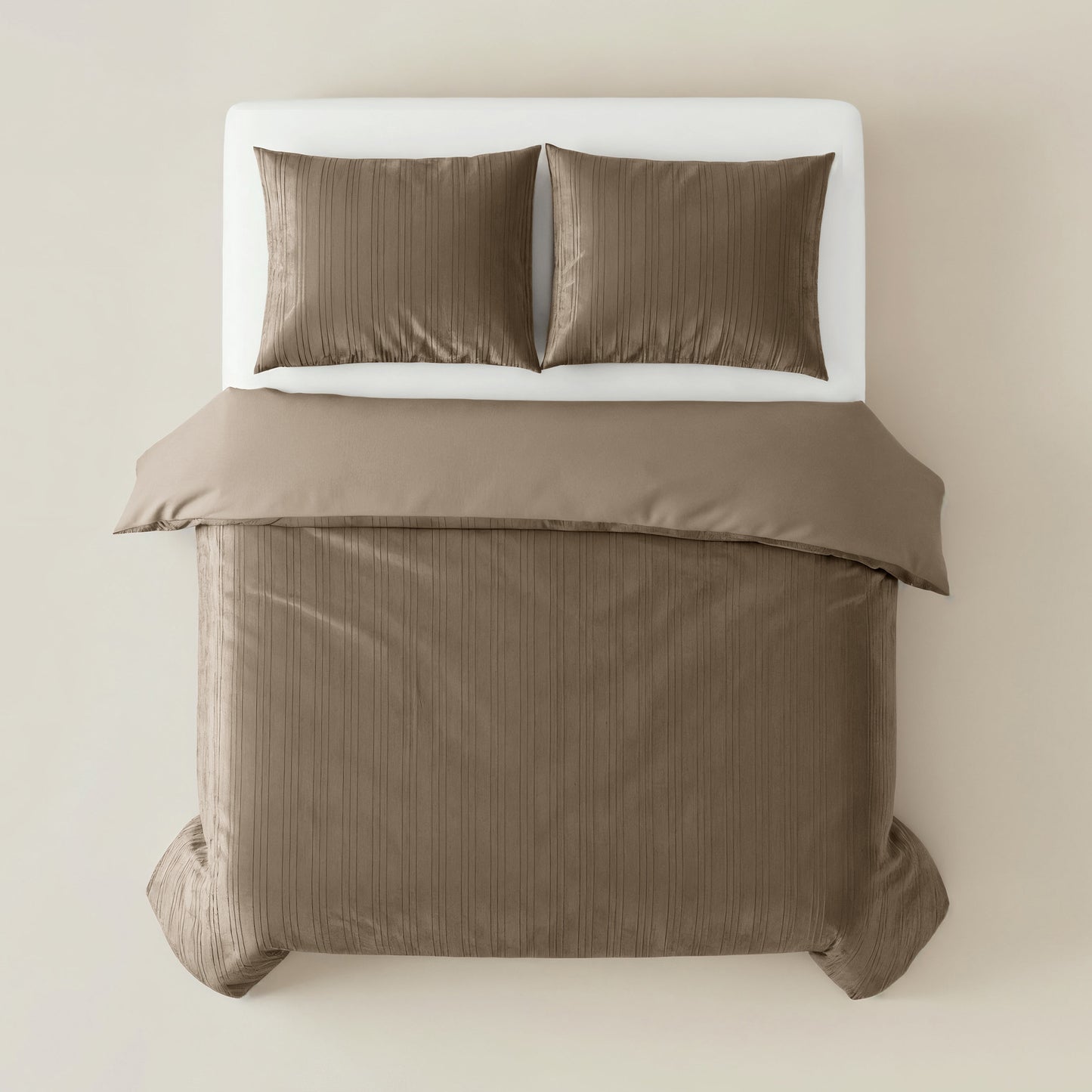 Duvet Cover Set Velvet Lining Taupe 240 x 200/220