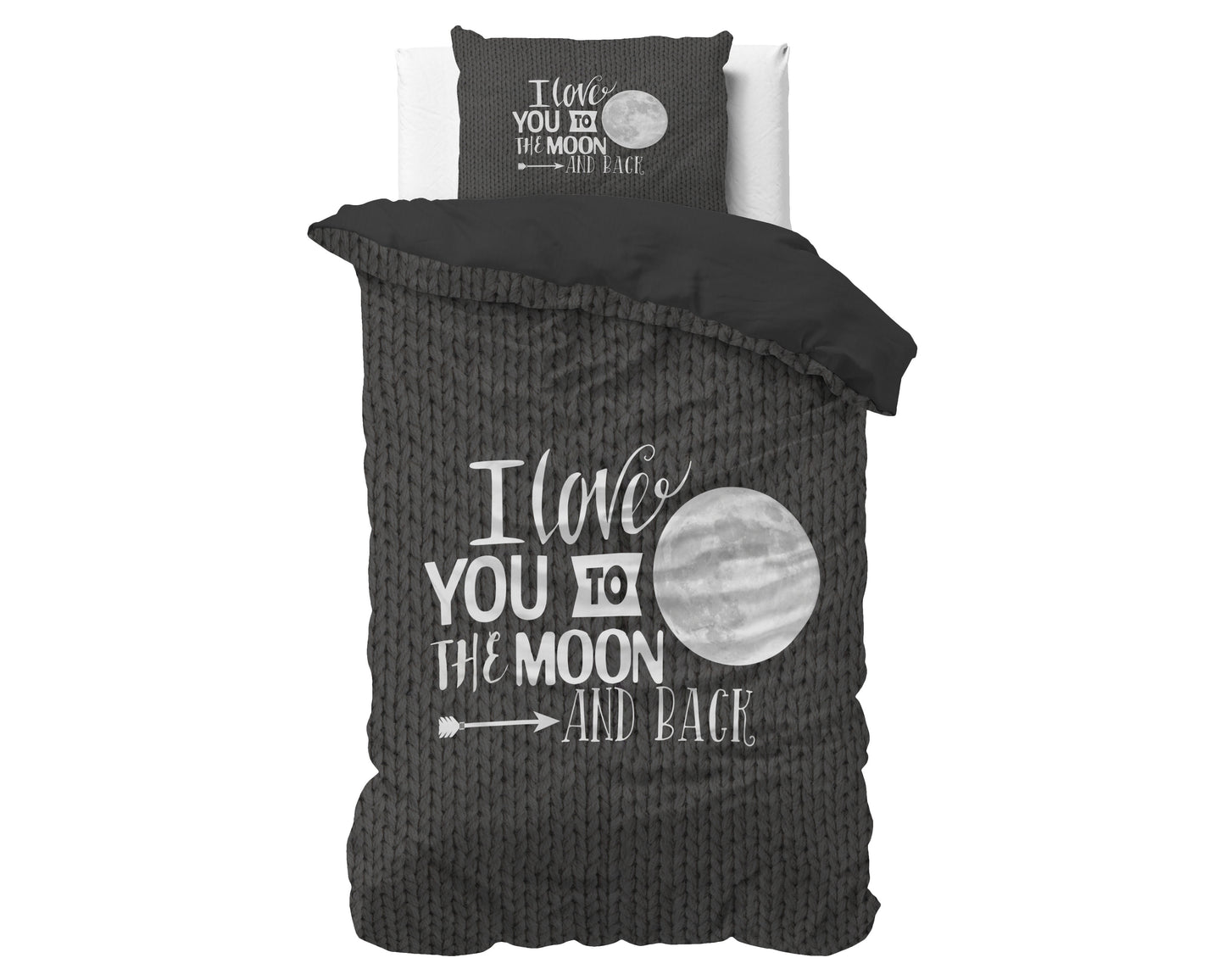 Duvet Cover Set Moon And Back Anthracite 140 x 200/220
