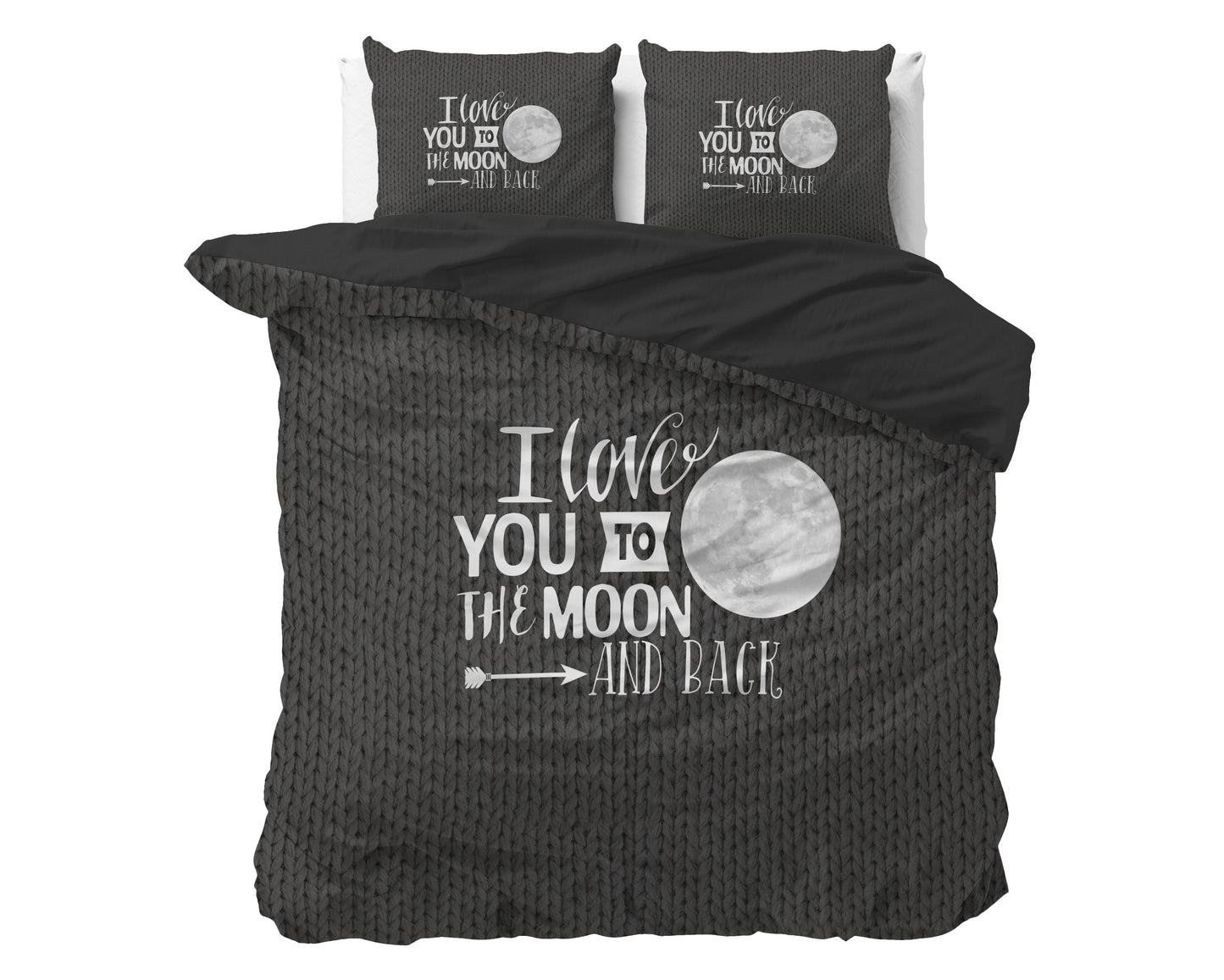 Duvet Cover Set Moon and Back Anthracite 200 x 200/220