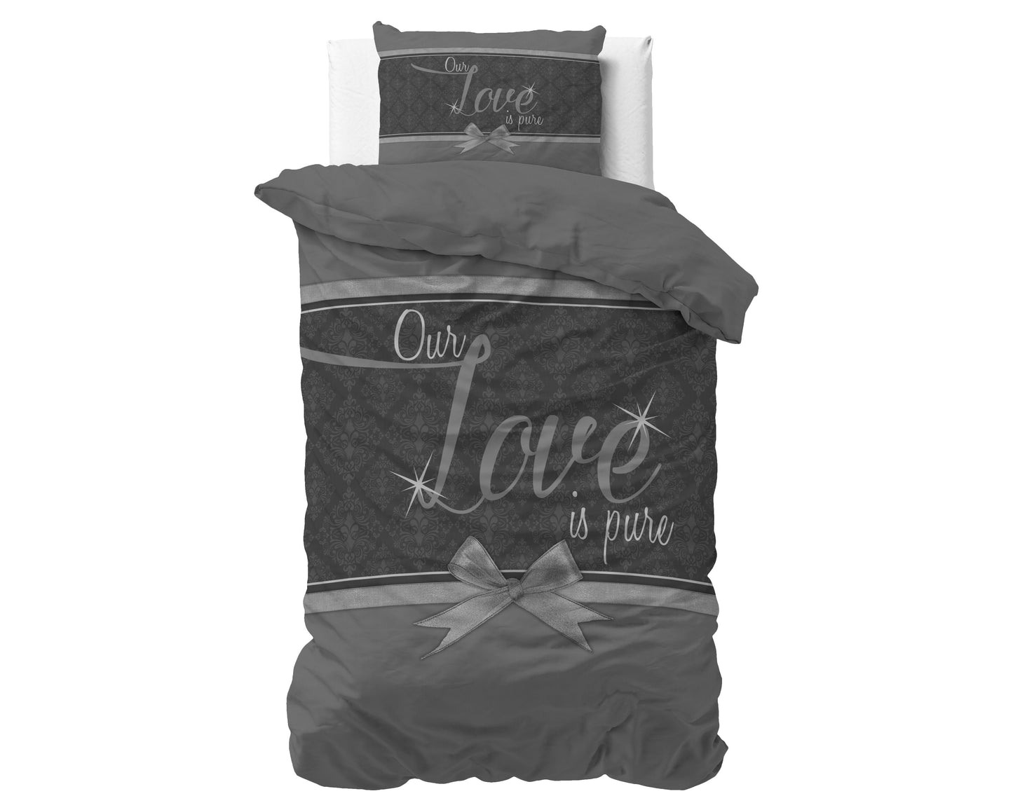Duvet Cover Set Pure Love Gray 140 x 200/220