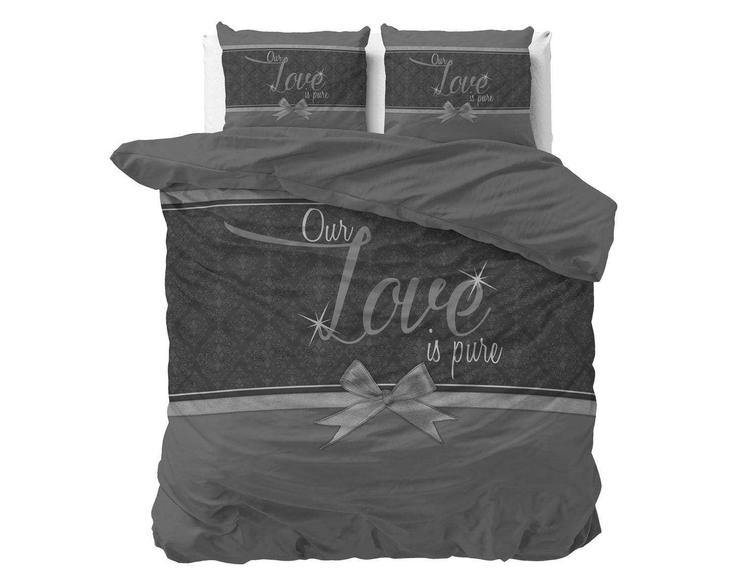 Duvet Cover Set Pure Love Gray 200 x 200/220