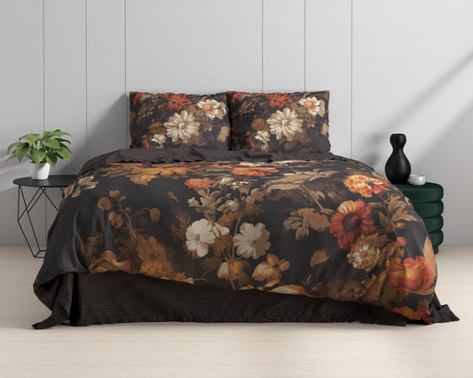 Duvet Cover Set Art flowers Brown 240 X 200/220