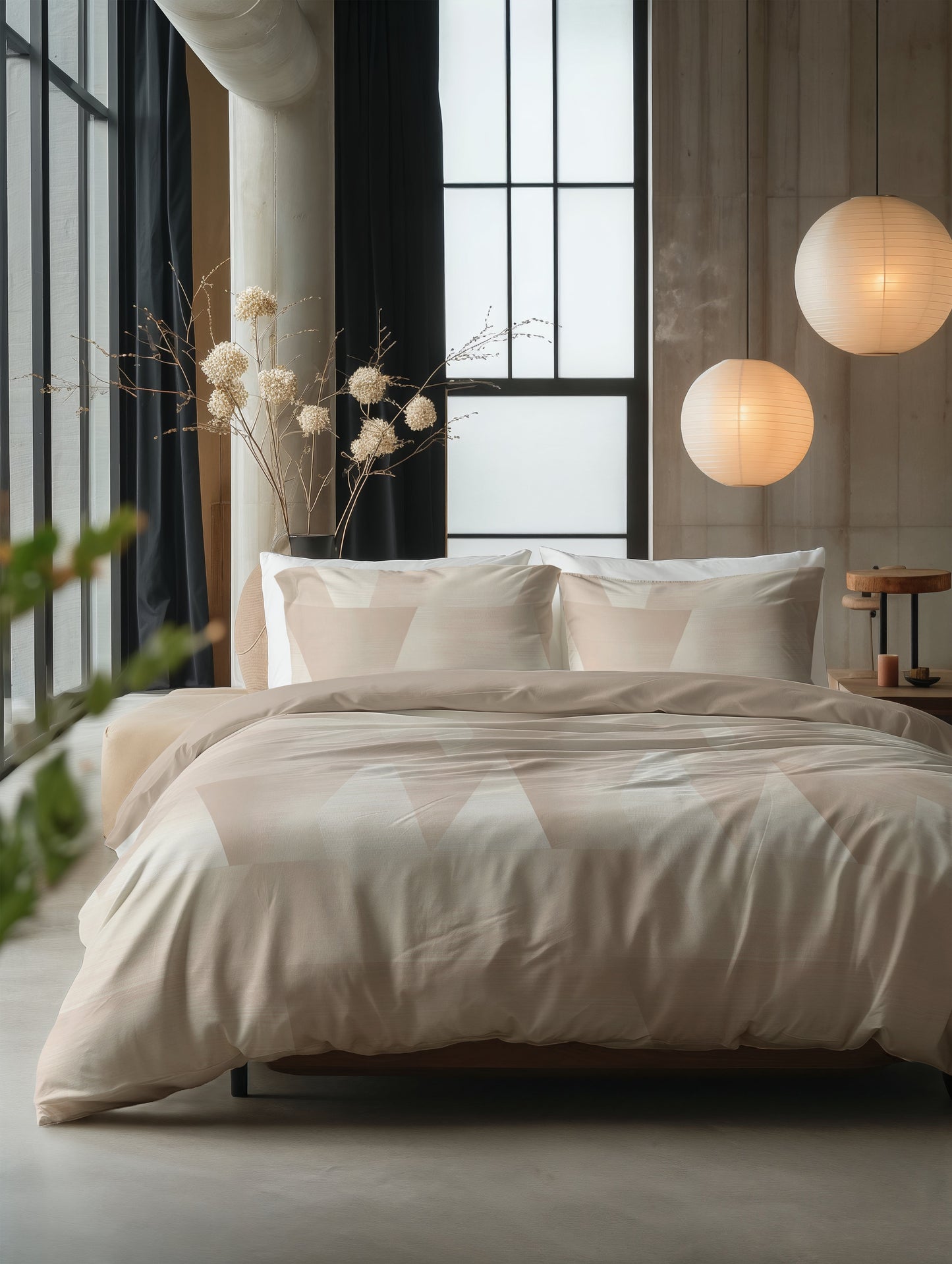 Duvet Cover Set Blush Angles Sand/Beige 240 x 200/220