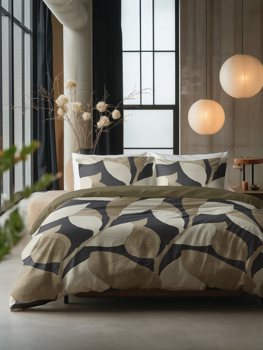 Duvet Cover Set Graphic Garden Anthracite 200 x 200/220