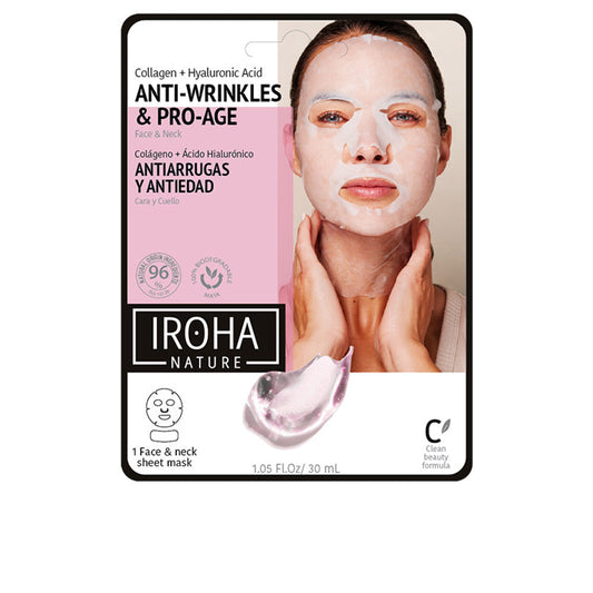 Iroha 100% Cotton Face & Neck Mask Collagen-Antiage 1 U - Salevare.com