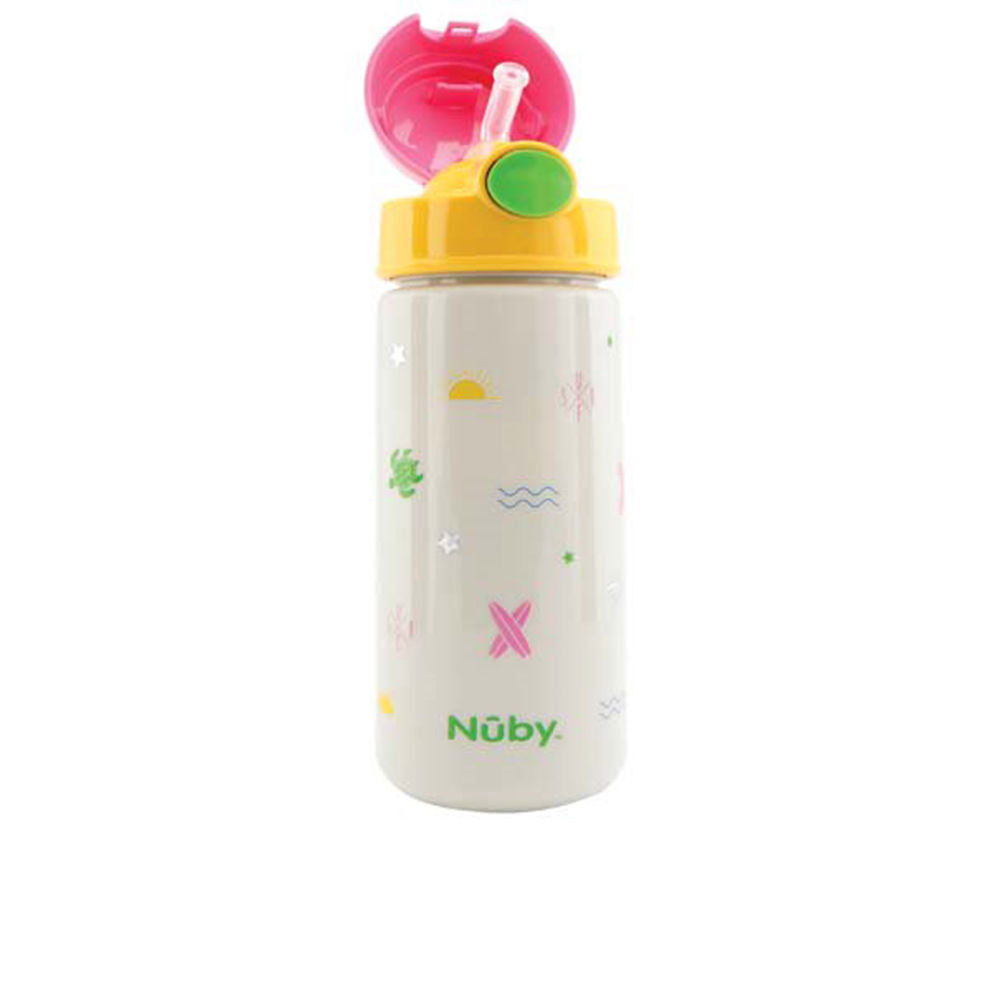 Nûby Mug With Button And Soft Straw #Surf Pink 540 Ml 1 U - Salevare.com