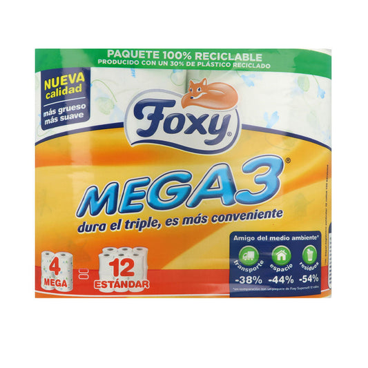 Foxy Mega3 Papel Higiénico Triple Duración 4 Rollos - Salevare.com