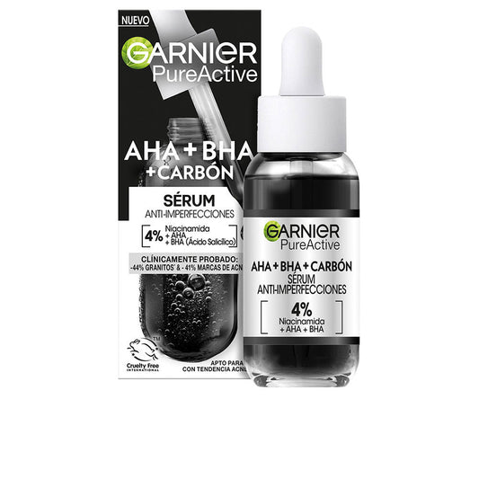 Garnier Pure Active Aha + Bha + Carbón Sérum Anti-Imperfecciones 30 Ml - Salevare.com