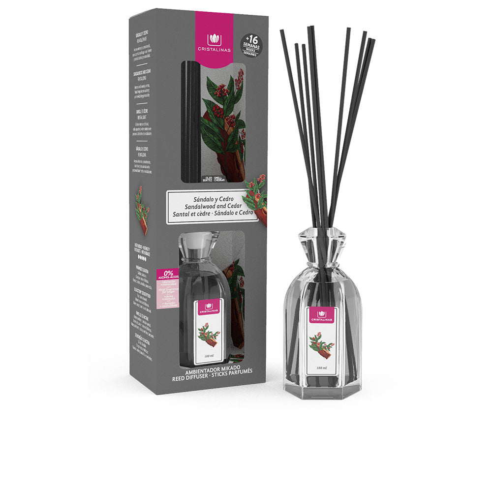 Cristalinas Mikado Air Freshener 0% #Sandalwood-Cedar 180 Ml - Salevare.com