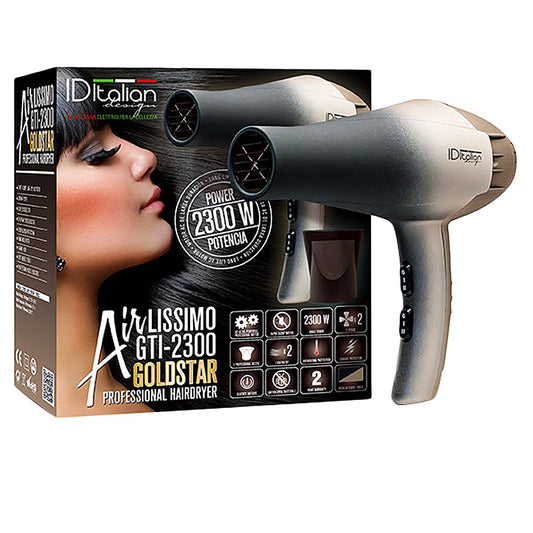 Id Italian Airlissimo Gti 2300 Gold Star Professional Hair Dryer 1 Unit