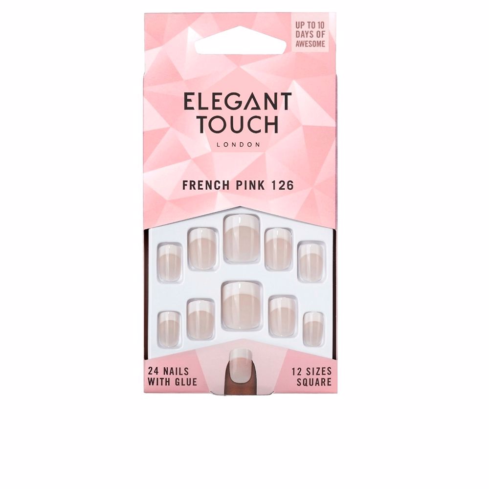 Elegant Touch French Pink Nails With Glue Square #126-S 24 U - Salevare.com