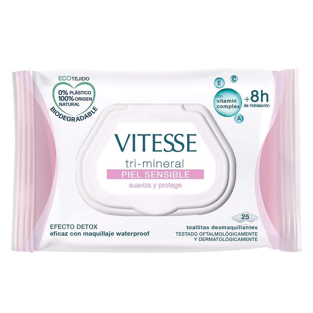 Vitesse Tri-Mineral Sensitive Skin Makeup Remover Wipes 25 Units - Salevare.com