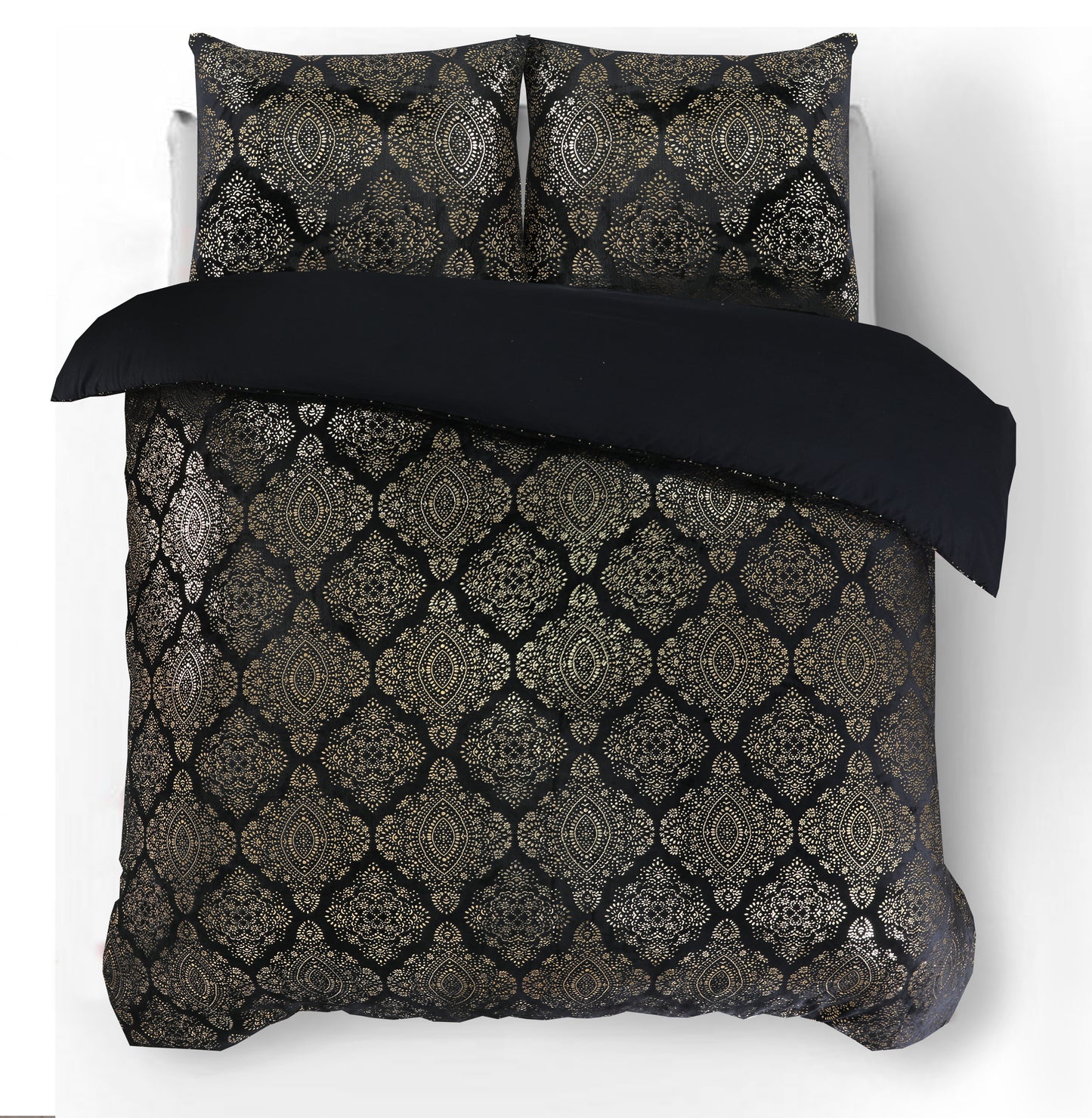 Duvet Cover Set Glamour Flannel Art Foil Black 200 x 200/220