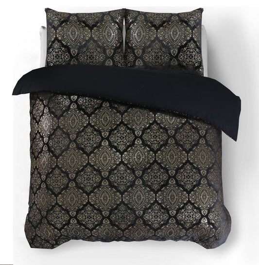 Duvet Cover Set Glamour Flannel Art Foil Black 140 x 200/220