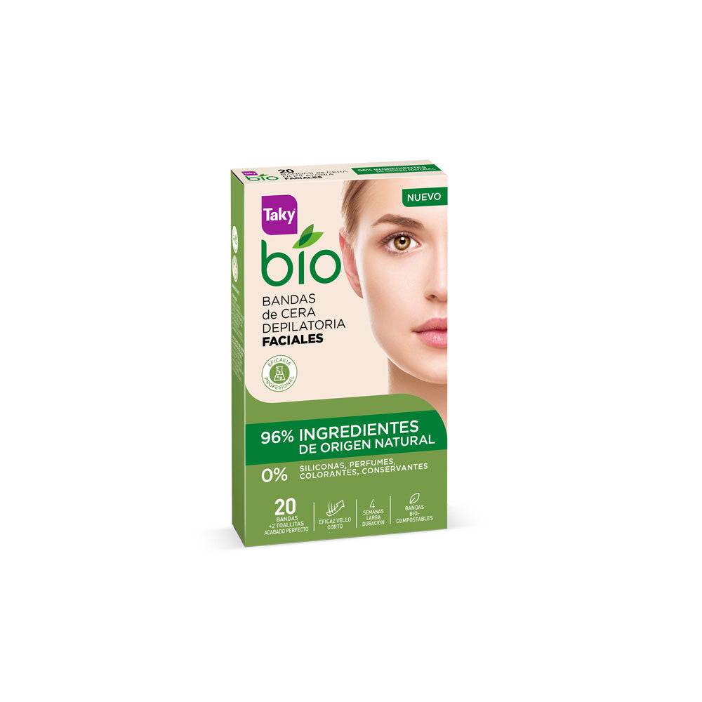 Taky Bio Natural 0% Depilatory Facial Wax Strips 20 Units - Salevare.com