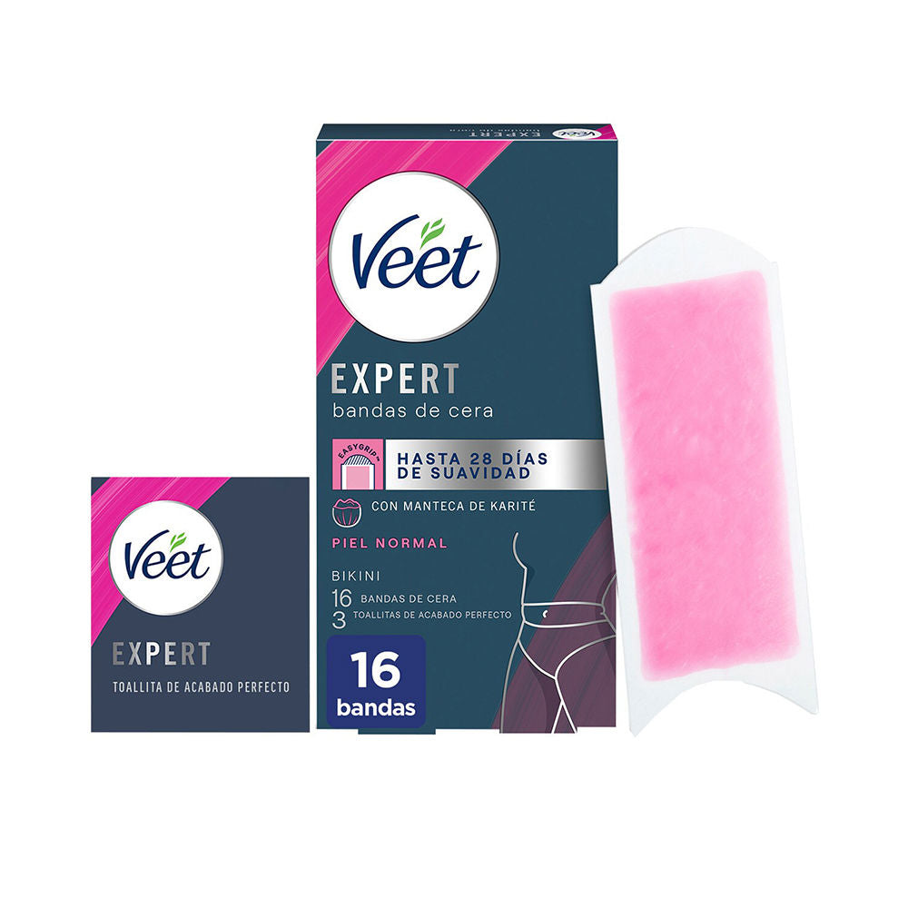 Veet Expert Bikini Depilatory Wax Strips For Normal Skin 16 Units