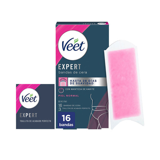 Veet Expert Bikini Depilatory Wax Strips For Normal Skin 16 Units