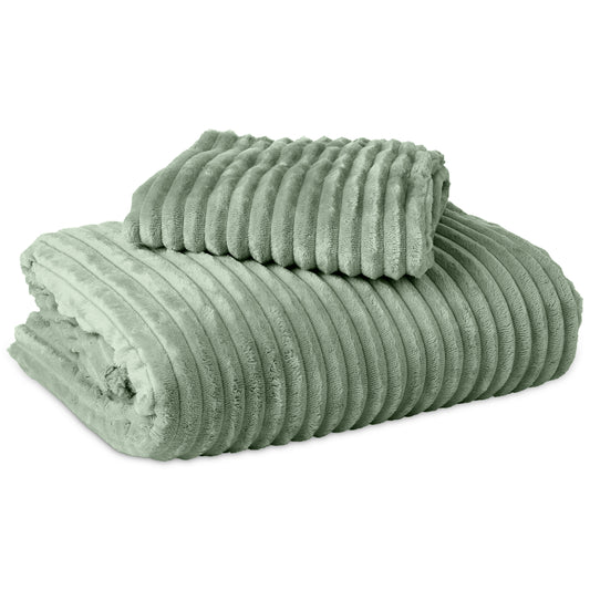 Duvet Cover Set Rib Teddy Green 140 x 200/220