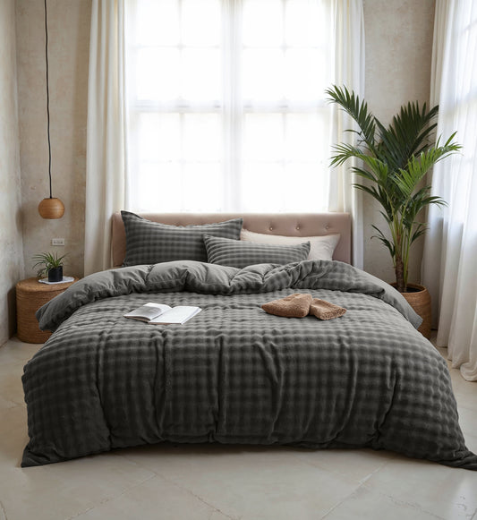 Duvet Cover Set Pom Pom Anthracite 200 x 220