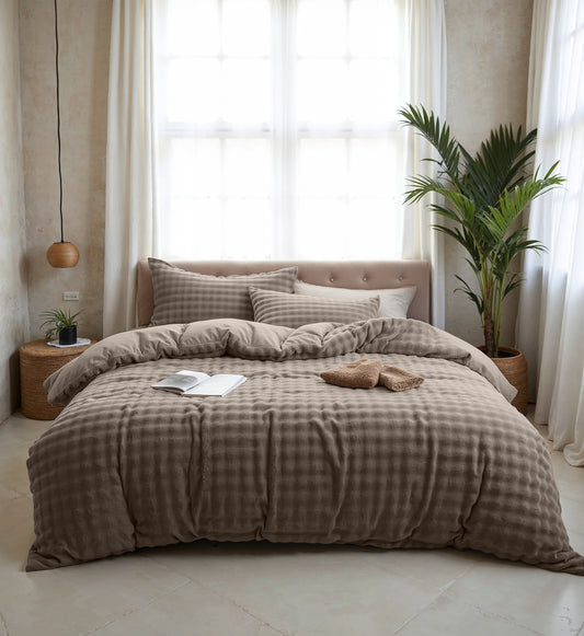 Duvet Cover Set Pompom Taupe 140 x 220