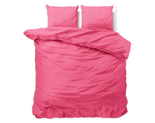Duvet Cover Set Satin Point Pink 240 x 220