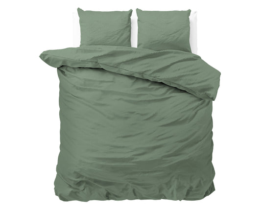 Duvet Cover Set Satin Point Green 240 x 220