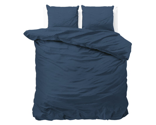 Duvet Cover Set Satin Point Navy 240 x 220