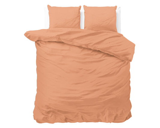 Duvet Cover Set Satin Point Pastel Orange 240 x 220