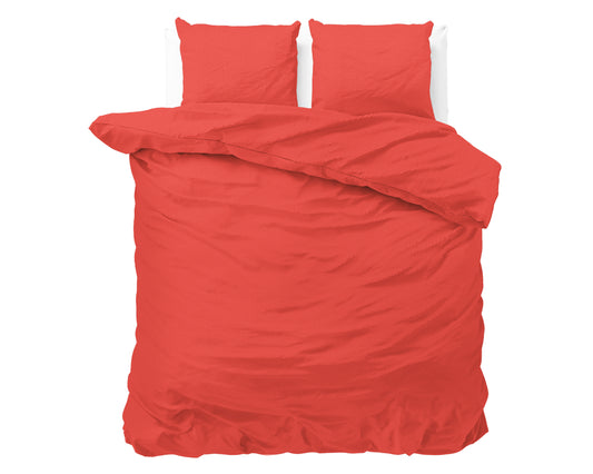 Duvet Cover Set Satin Point Red 240 x 220