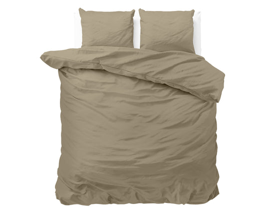 Duvet Cover Set Satin Point Taupe 240 x 220