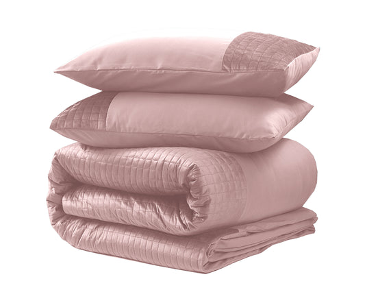 Duvet Cover Set Velvet Band Pink 240 x 220